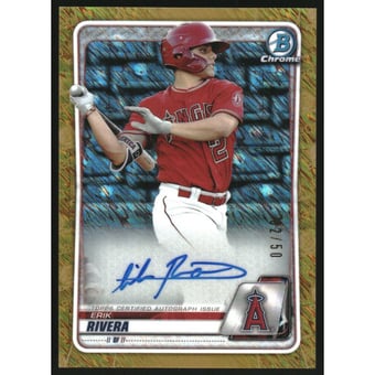 2020 Bowman Chrome Prospect Autographs Gold Shimmer Refractors #CPAERI Erik Rivera