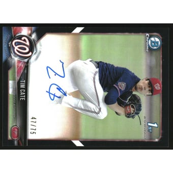 2018 Bowman Chrome Draft Autographs Black Refractors #CDATCA Tim Cate/75