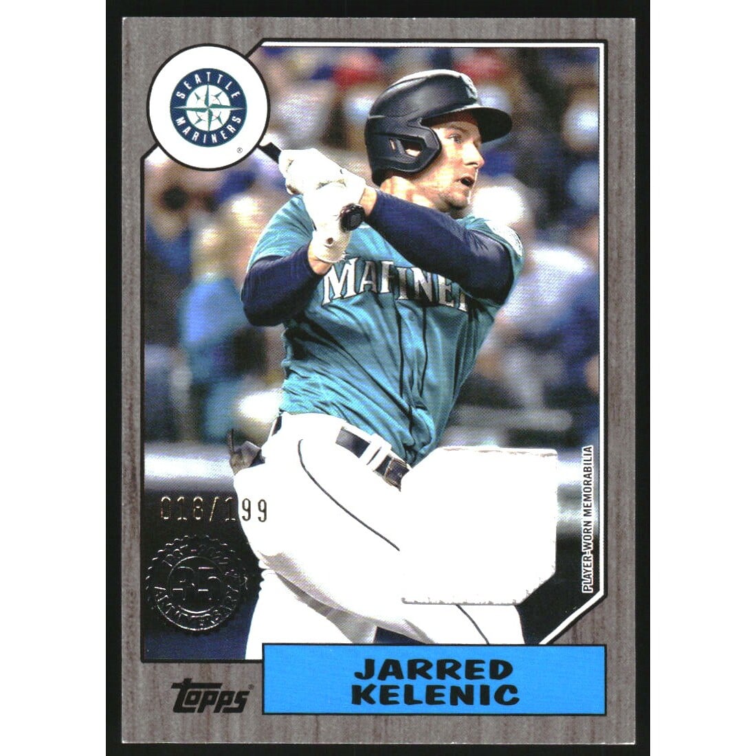 2022 Topps '87 Topps Relics Black #87BRJK Jarred Kelenic S2. rookie card picture