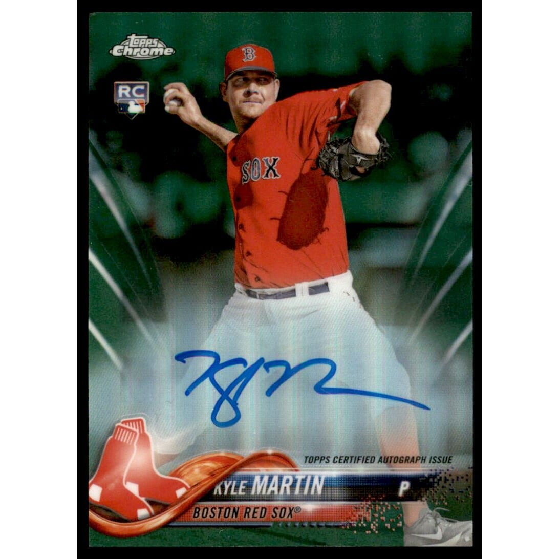 2018 Topps Chrome Rookie Autographs Green Refractors #RAKM Kyle Martin UPD. rookie card picture