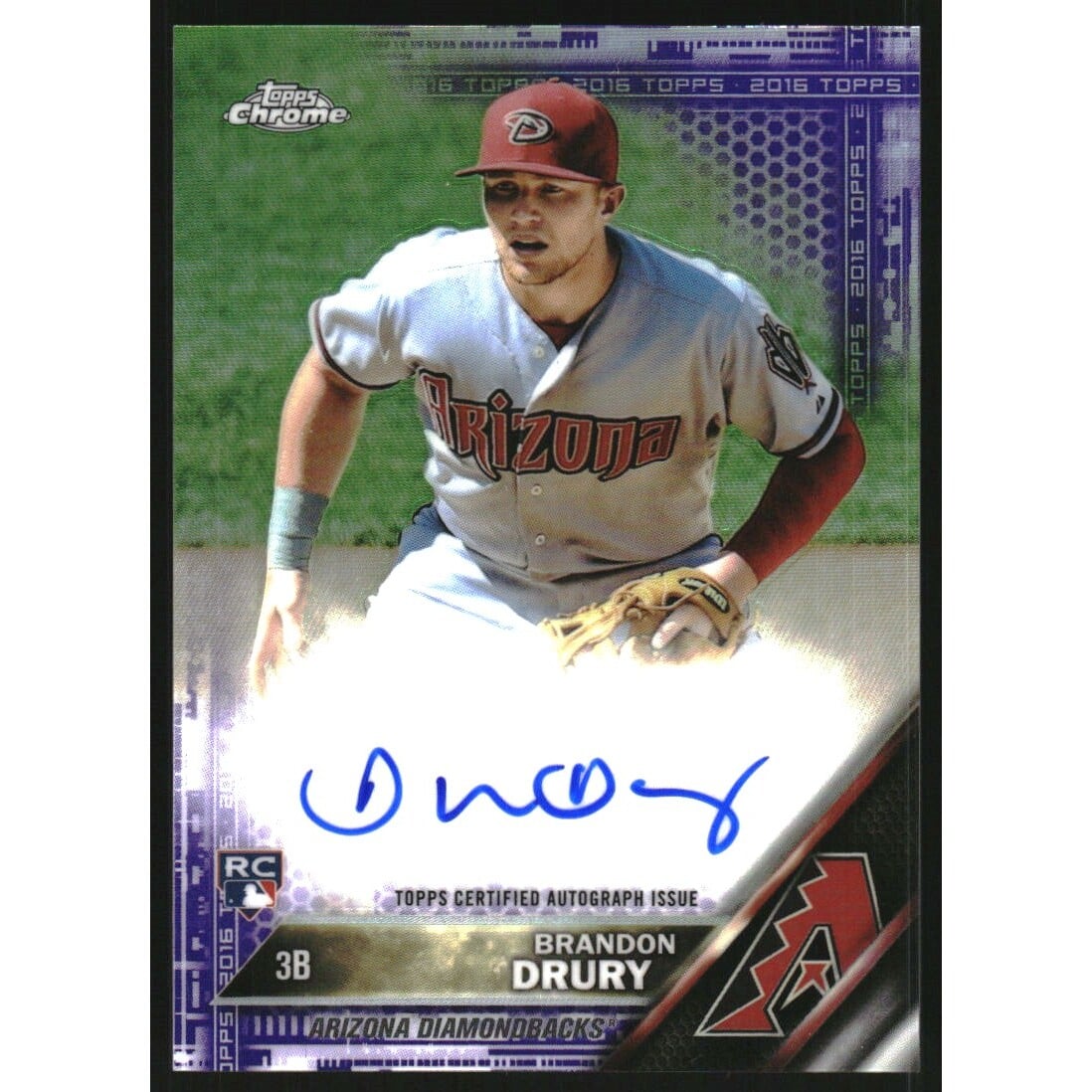 2016 Topps Chrome Rookie Autographs Purple Refractors #RABD Brandon Drury. rookie card picture
