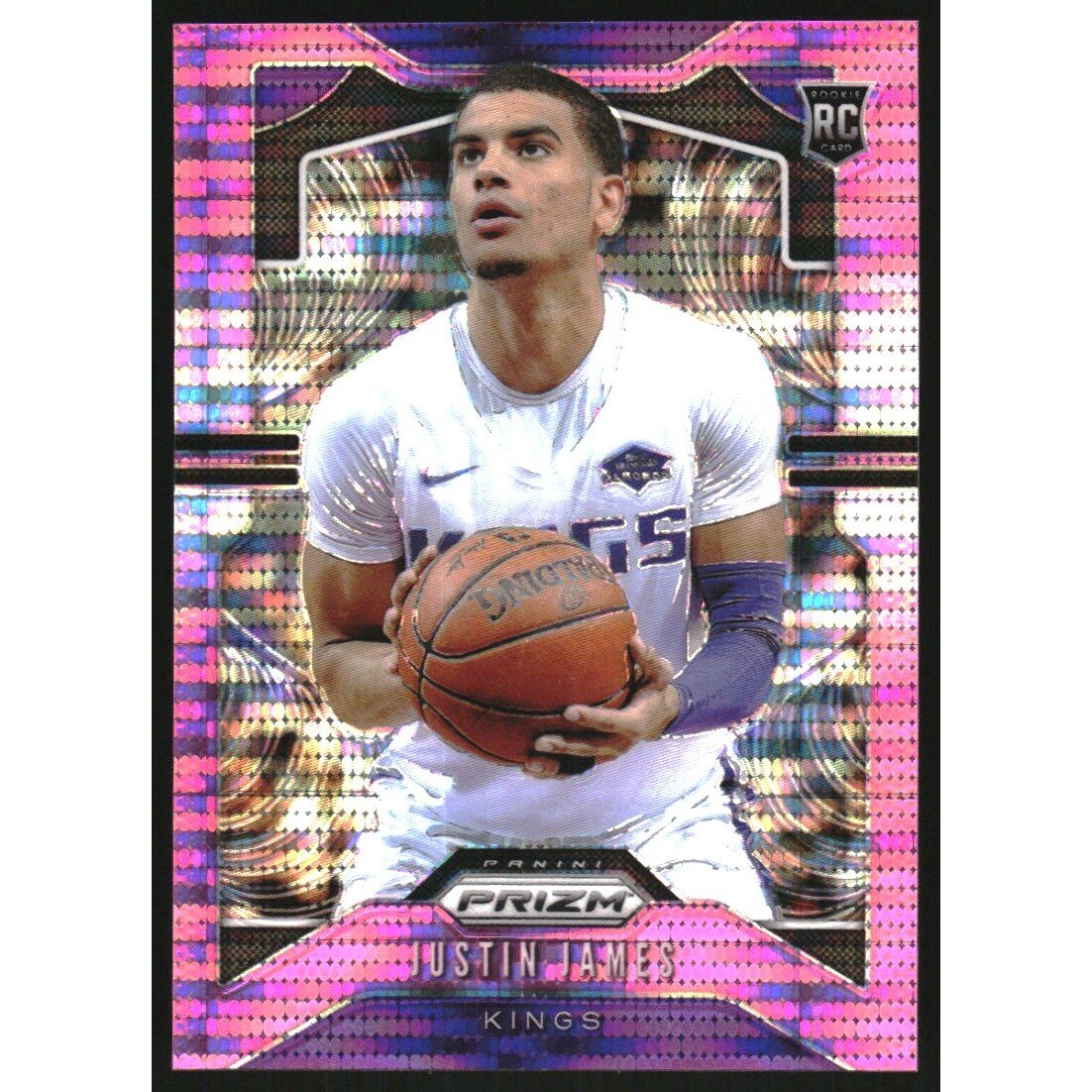 2019-20 Panini Prizm Prizms Pink Pulsar #295 Justin James. rookie card picture