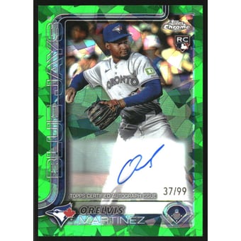 2025 Topps Chrome Sapphire Rookie Autographs Green Refractors #RAOM Orelvis Martinez