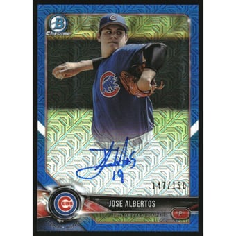 2018 Bowman Chrome Prospect Autographs Blue Mojo Refractors #BCPAJAL Jose Albertos