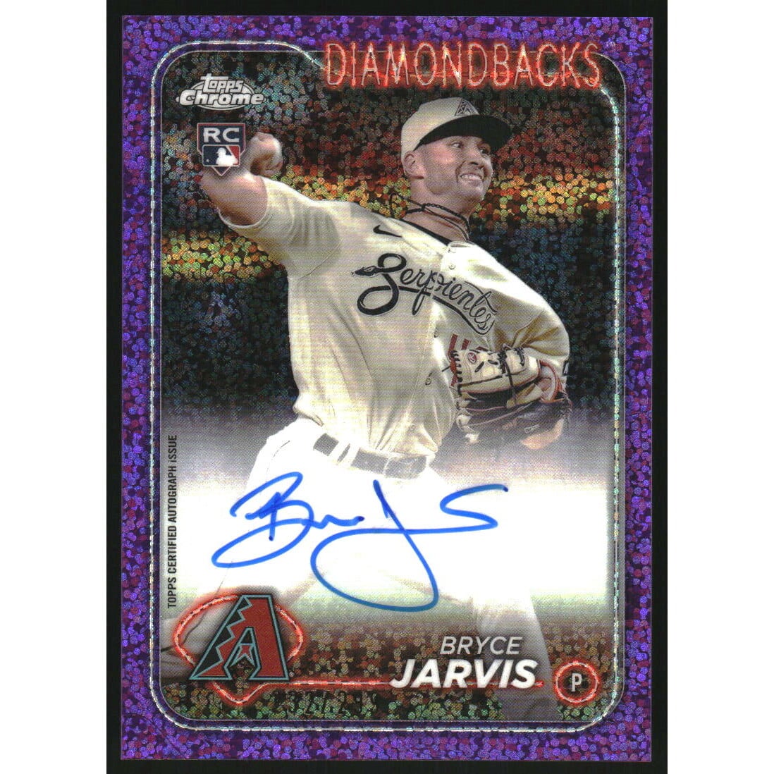 2024 Topps Chrome Rookie Autographs Purple Speckle Refractors #RABJ Bryce Jarvis. rookie card picture