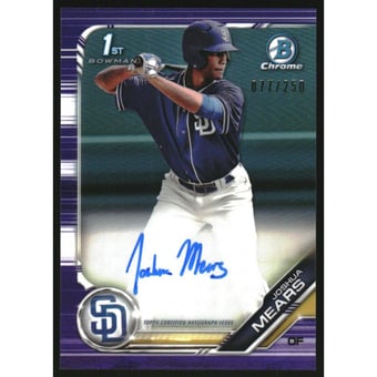 2019 Bowman Chrome Draft Autographs Purple Refractors #CDAJM Joshua Mears