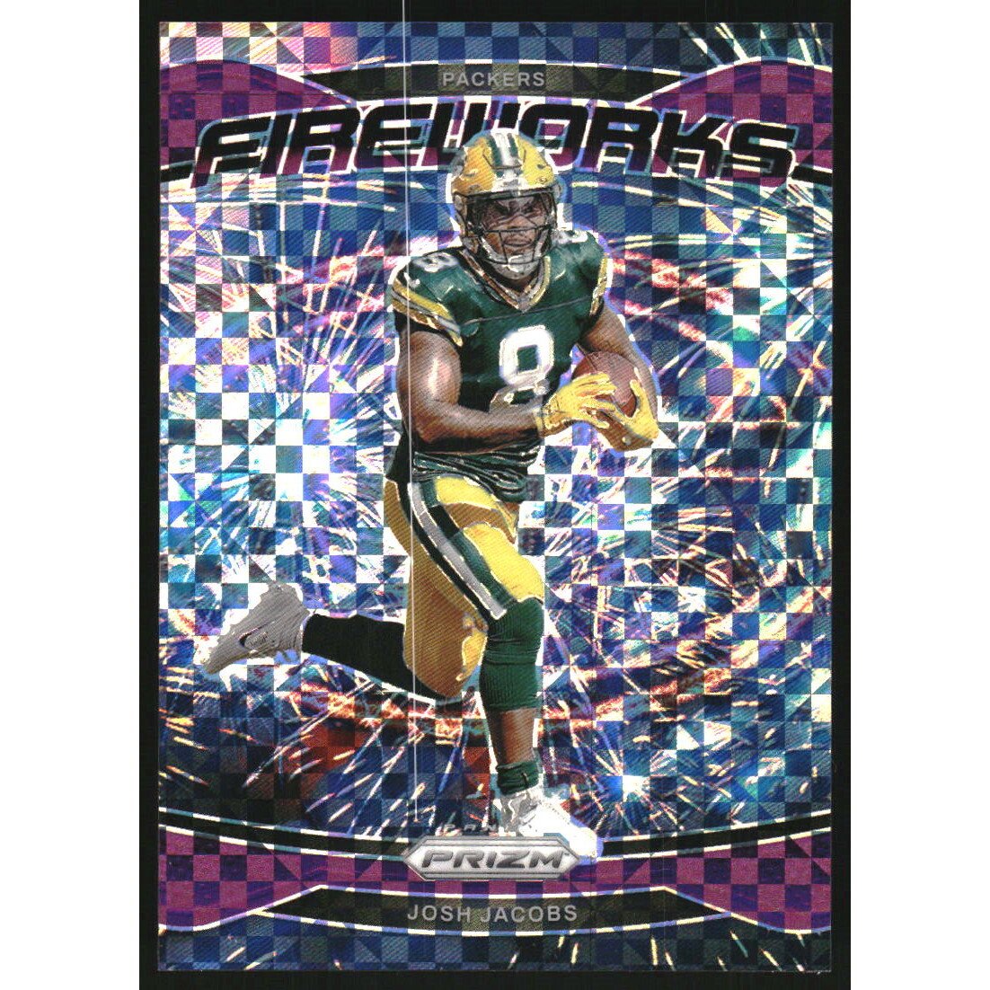 2024 Panini Prizm Fireworks Prizms Purple Power #5 Josh Jacobs. rookie card picture
