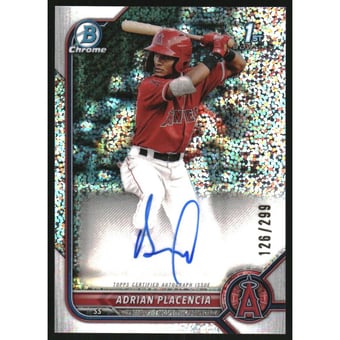 2022 Bowman Chrome Prospect Autographs Speckle Refractors #CPAAPA Adrian Placencia