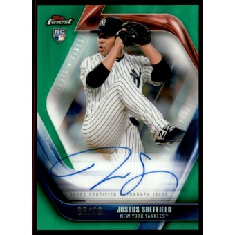 2019 Finest Firsts Autographs Green Refractors #FFAJS Justus Sheffield