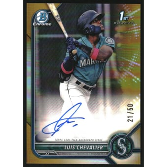 2022 Bowman Chrome Prospect Autographs Gold Refractors #CPALC Luis Chevalier