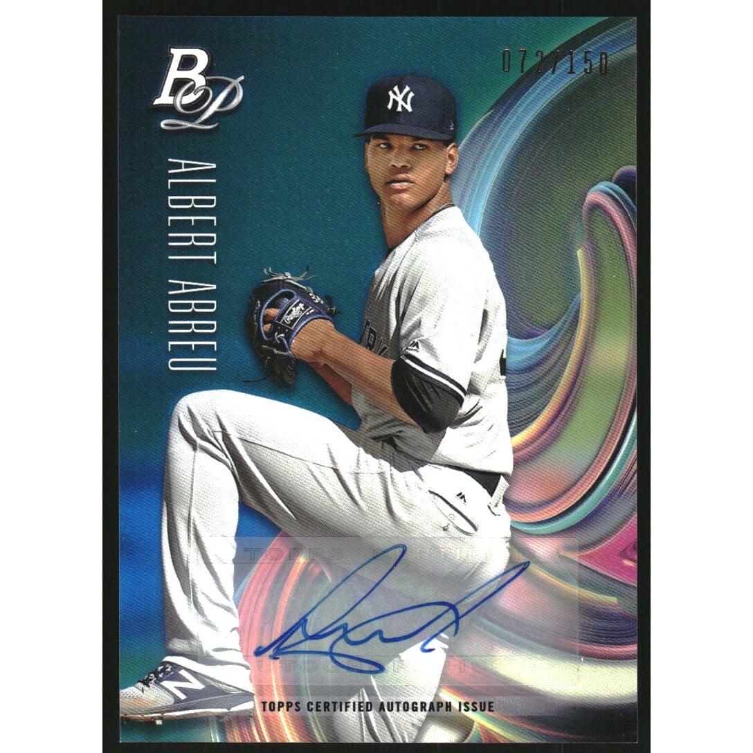 2018 Bowman Platinum Top Prospect Autographs Blue #TOP25 Albert Abreu. rookie card picture