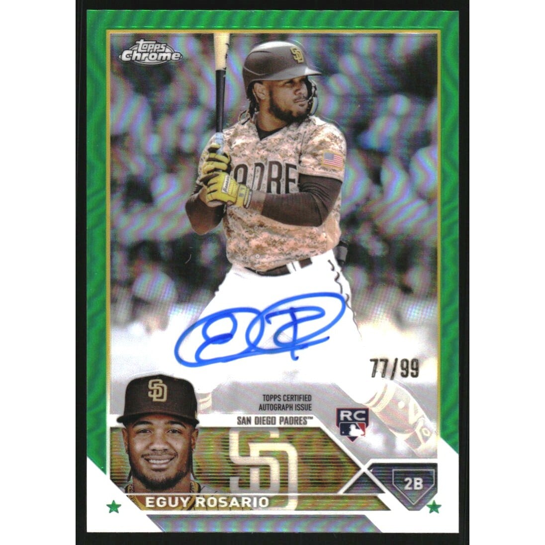 2023 Topps Chrome Rookie Autographs Green Refractors #RAER Eguy Rosario. rookie card picture