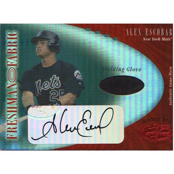 2001 Leaf Certified Materials Mirror Red #111 Alex Escobar FF Fld Glv AU