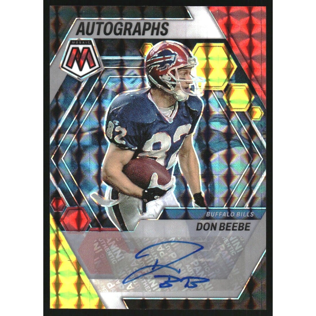 2023 Panini Mosaic Autographs Mosaic Choice Fusion Red and Yellow #21 Don Beebe. rookie card picture