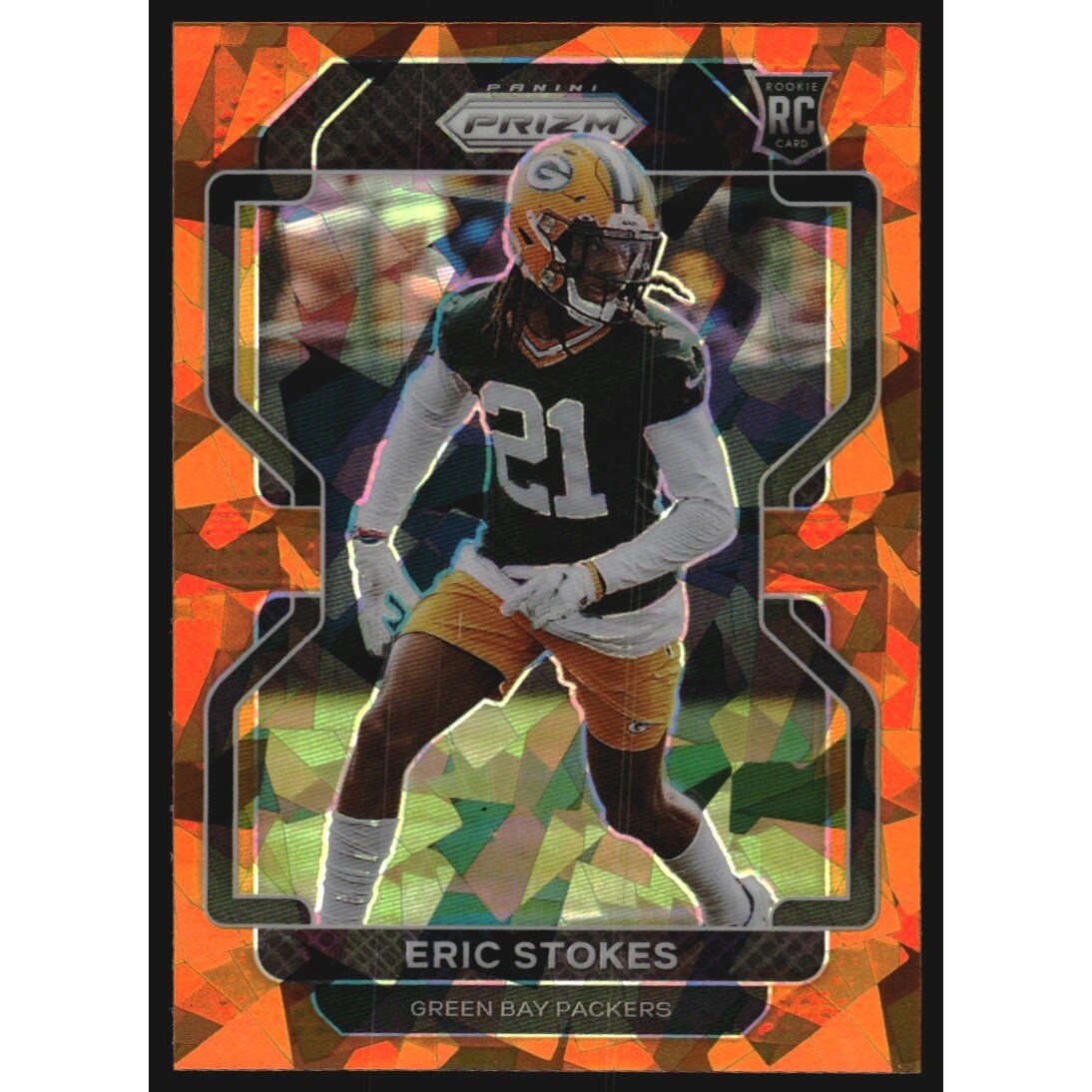 2021 Panini Prizm Prizms Orange Ice #433 Eric Stokes. rookie card picture