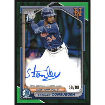 2024 Bowman Chrome Prospect Autographs Green Lava Refractors #CPASC Stanley Consuegra