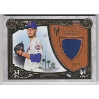 2016 Topps Museum Collection Meaningful Material Prime Relics Gold #MMPRZW Zack Wheeler