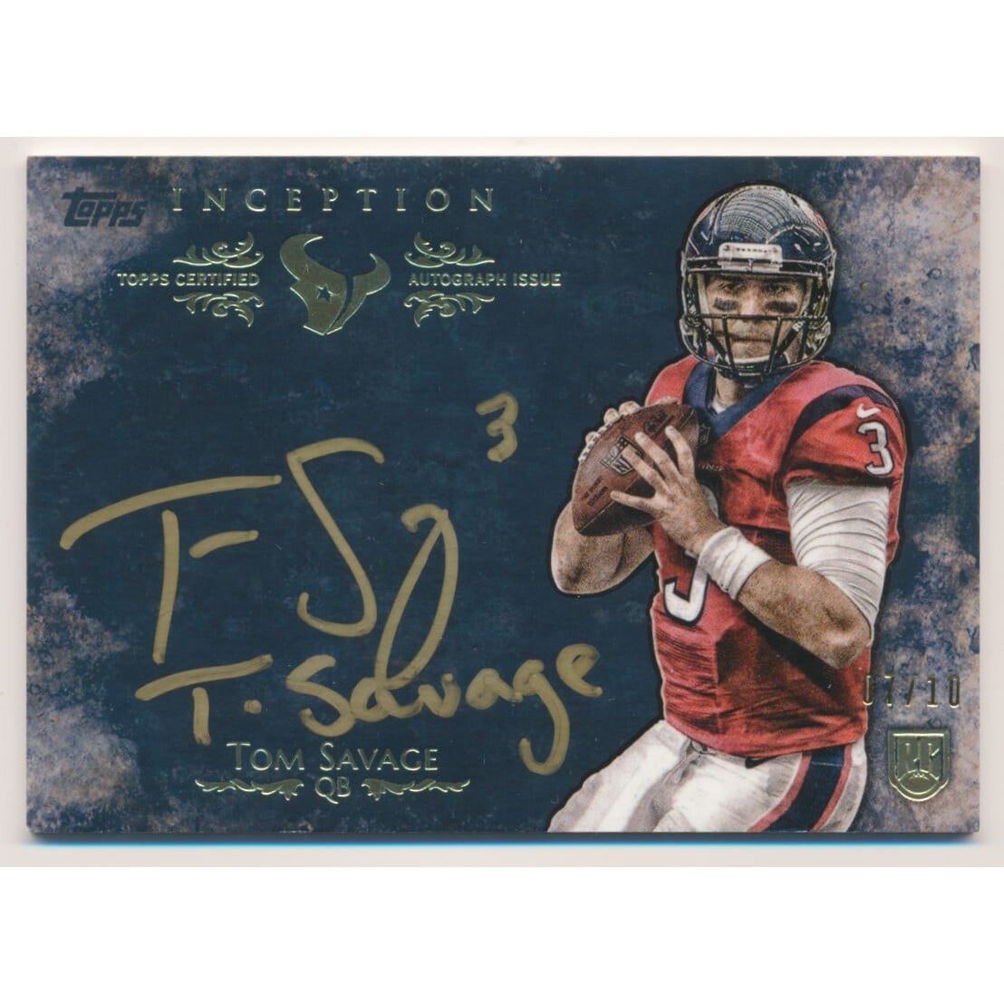 2014 Topps Inception Gold Signings Nicknames #ISSTS Tom Savage. rookie card picture