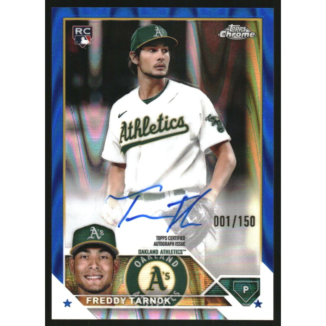2023 Topps Chrome Rookie Autographs Blue RayWave Refractors #RAFT Freddy Tarnok. rookie card picture