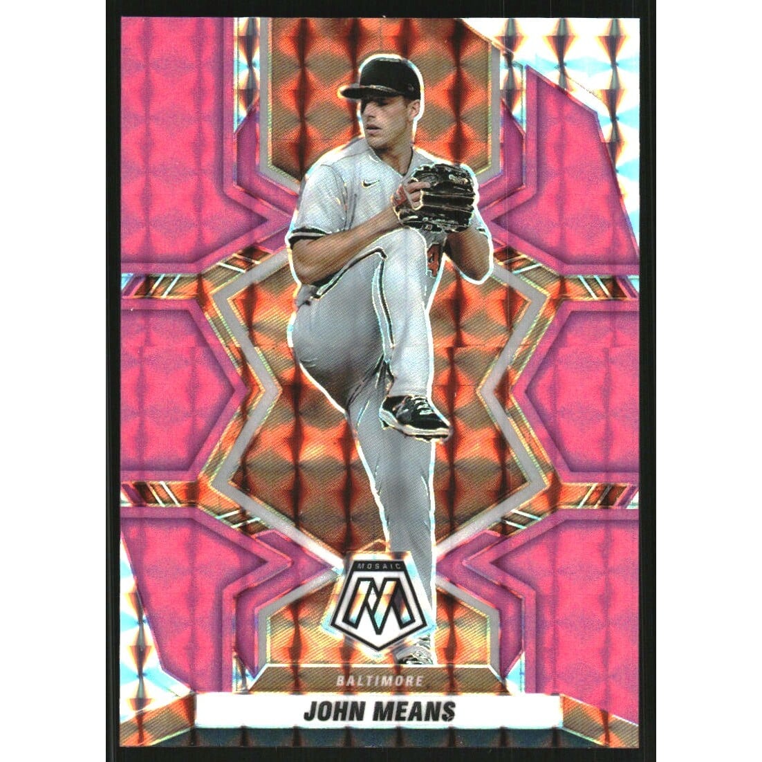2022 Panini Mosaic Mosaic Pink Fluorescent #15 John Means. rookie card picture