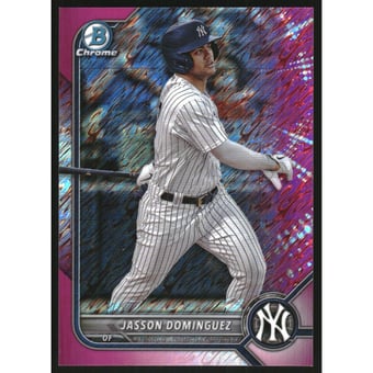 2022 Bowman Chrome Prospects Fuchsia Shimmer Refractors #BCP244 Jasson Dominguez