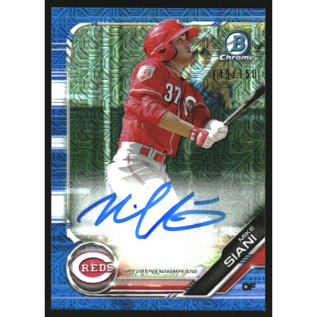 2019 Bowman Chrome Prospect Autographs HTA Choice Refractors #CPAMS Mike Siani. rookie card picture
