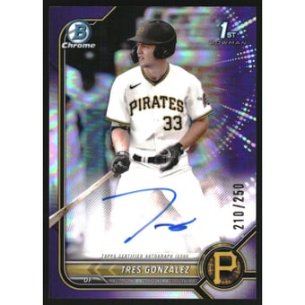 2022 Bowman Chrome Draft Autographs Purple Refractors #CDATG Tres Gonzalez