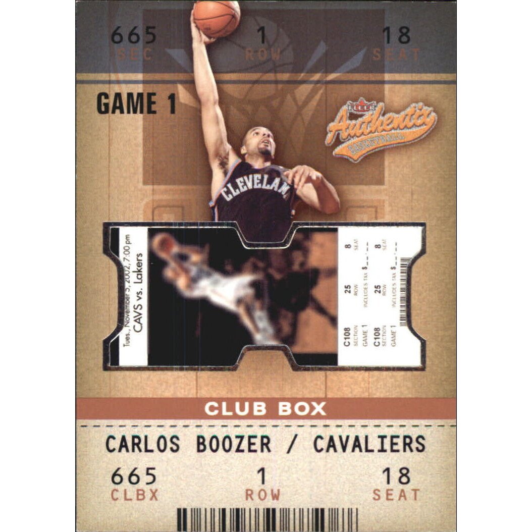 2002-03 Fleer Authentix Club #122 Carlos Boozer. rookie card picture