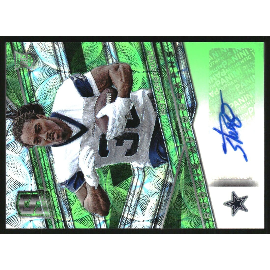 2018 Panini Spectra Neon Pink #199 Bo Scarbrough AU. rookie card picture
