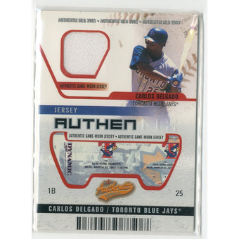 2003 Fleer Authentix Game Jersey Unripped #CD Carlos Delgado
