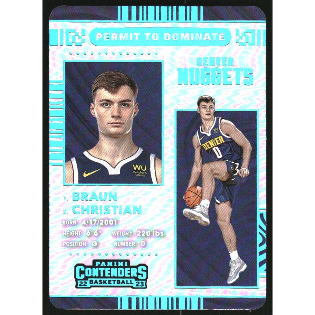 2022-23 Panini Contenders Permit to Dominate #14 Christian Braun. rookie card picture
