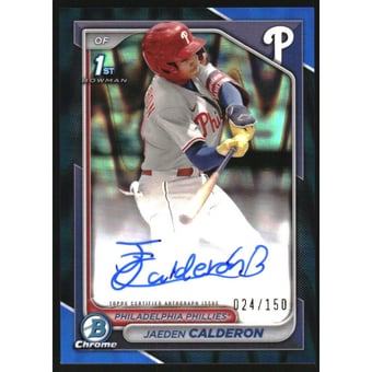2024 Bowman Chrome Prospect Autographs Blue RayWave Refractors #CPAJCN Jaeden Calderon