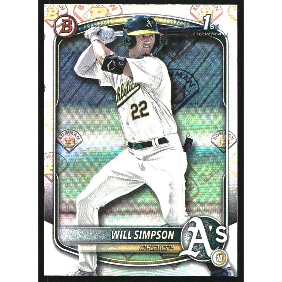 2025 Bowman Prospects Retro Logo Pattern #BP35 Will Simpson. rookie card picture