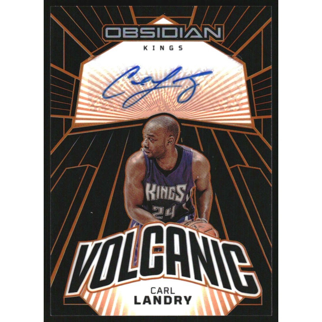 2022-23 Panini Obsidian Volcanic Signatures Electric Etch Orange #40 Carl Landry. rookie card picture