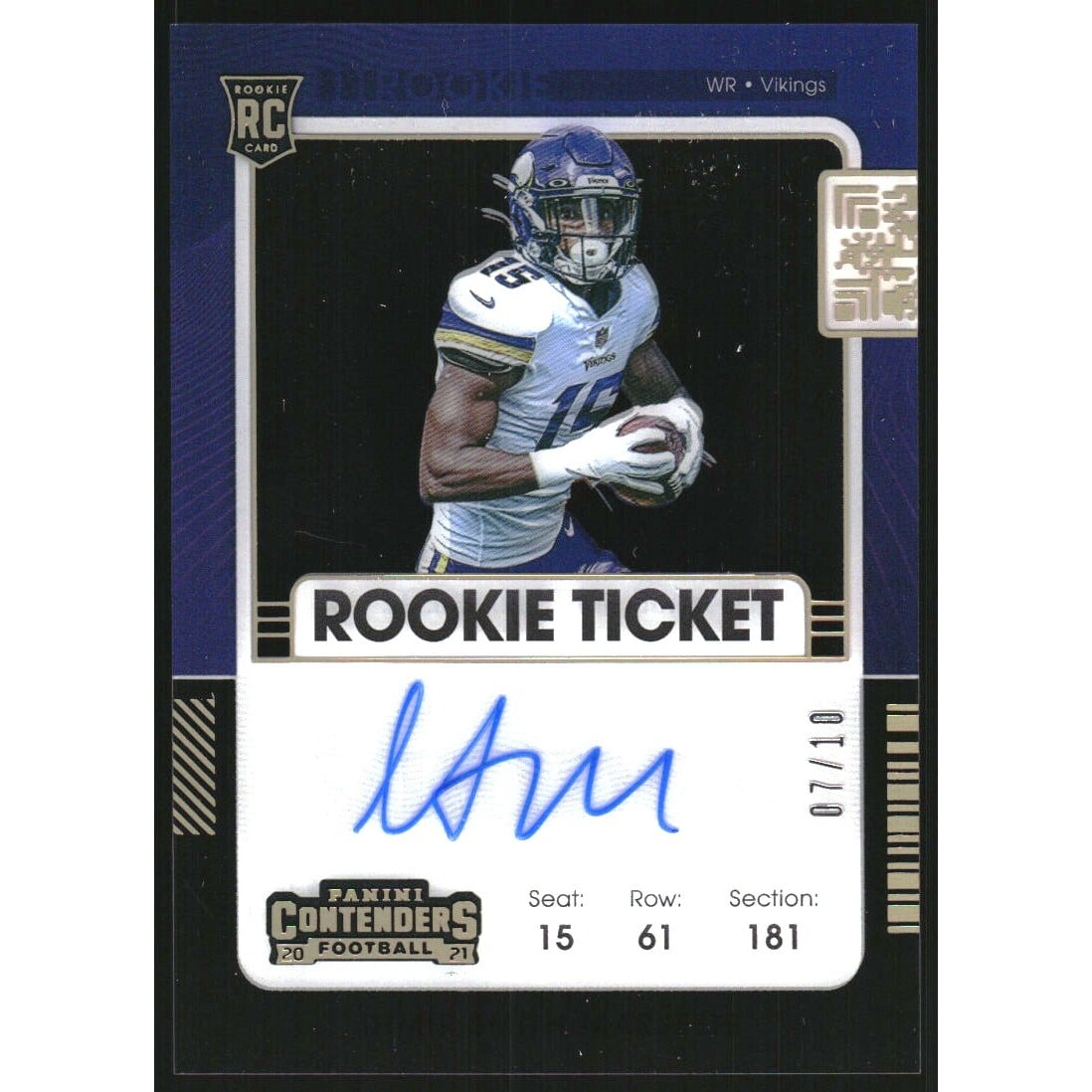 2021 Panini Contenders Clear Ticket #140B Ihmir Smith-Marsette AU VAR. rookie card picture
