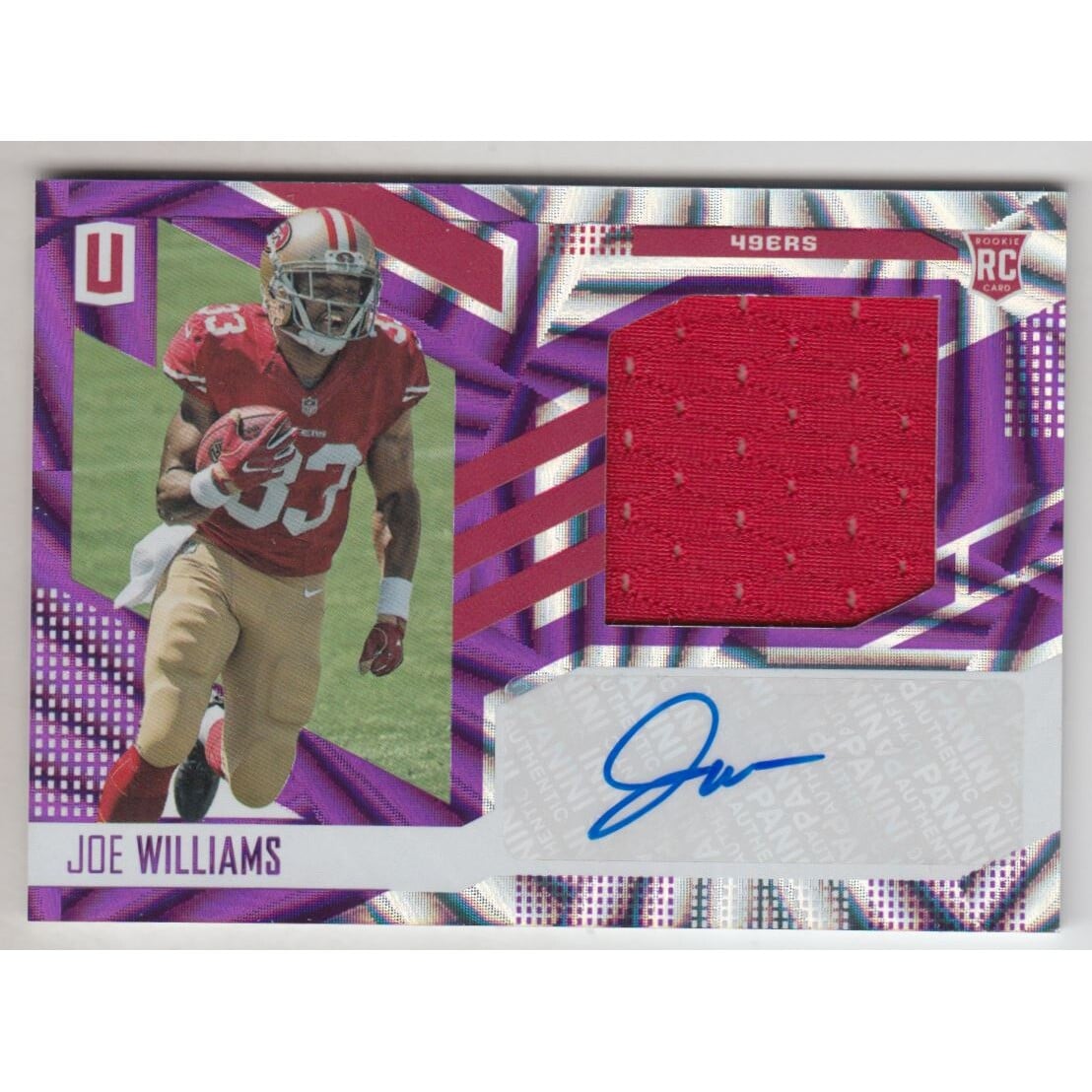 2017 Panini Unparalleled Purple #318 Joe Williams JSY AU/49. rookie card picture