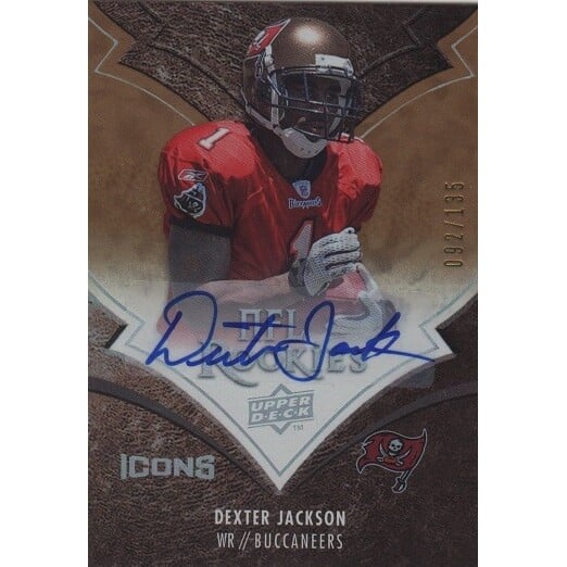 2008 Upper Deck Icons Rookie Autographs Rainbow #188 Dexter Jackson. rookie card picture