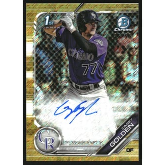 2019 Bowman Chrome Prospect Autographs Gold Shimmer Refractors #CPACG Casey Golden