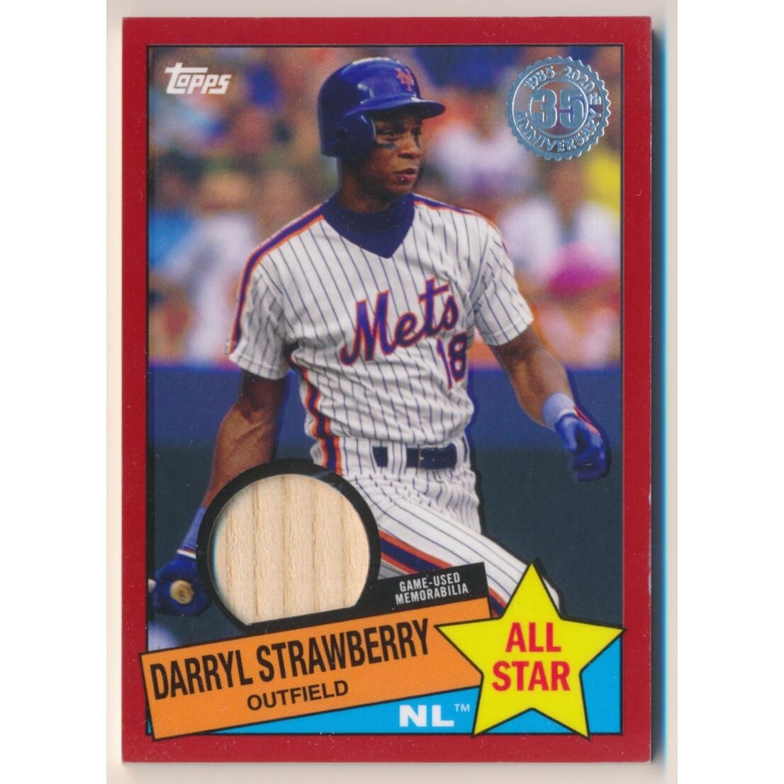 2020 Topps '85 Topps All Stars Relics Red #85ASRDS Darryl Strawberry. rookie card picture