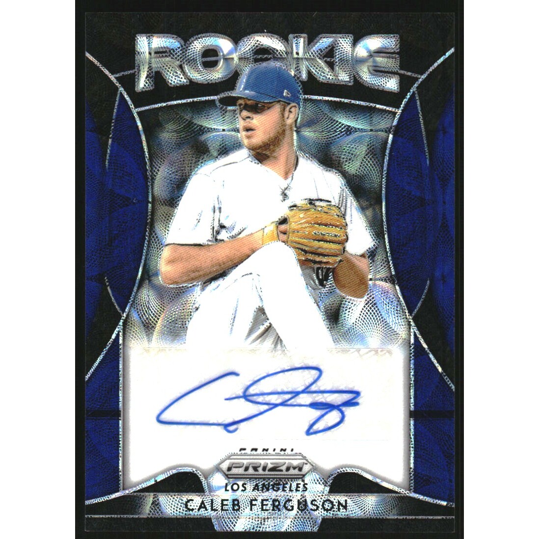 2019 Panini Prizm Rookie Autographs Prizms Navy Blue Kaleidoscope #37 Caleb Ferguson/35. rookie card picture
