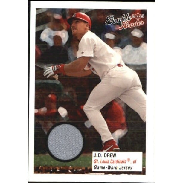 2003 Fleer Double Header Flip Card Game Used Gold #JD J.D. Drew Jsy. rookie card picture