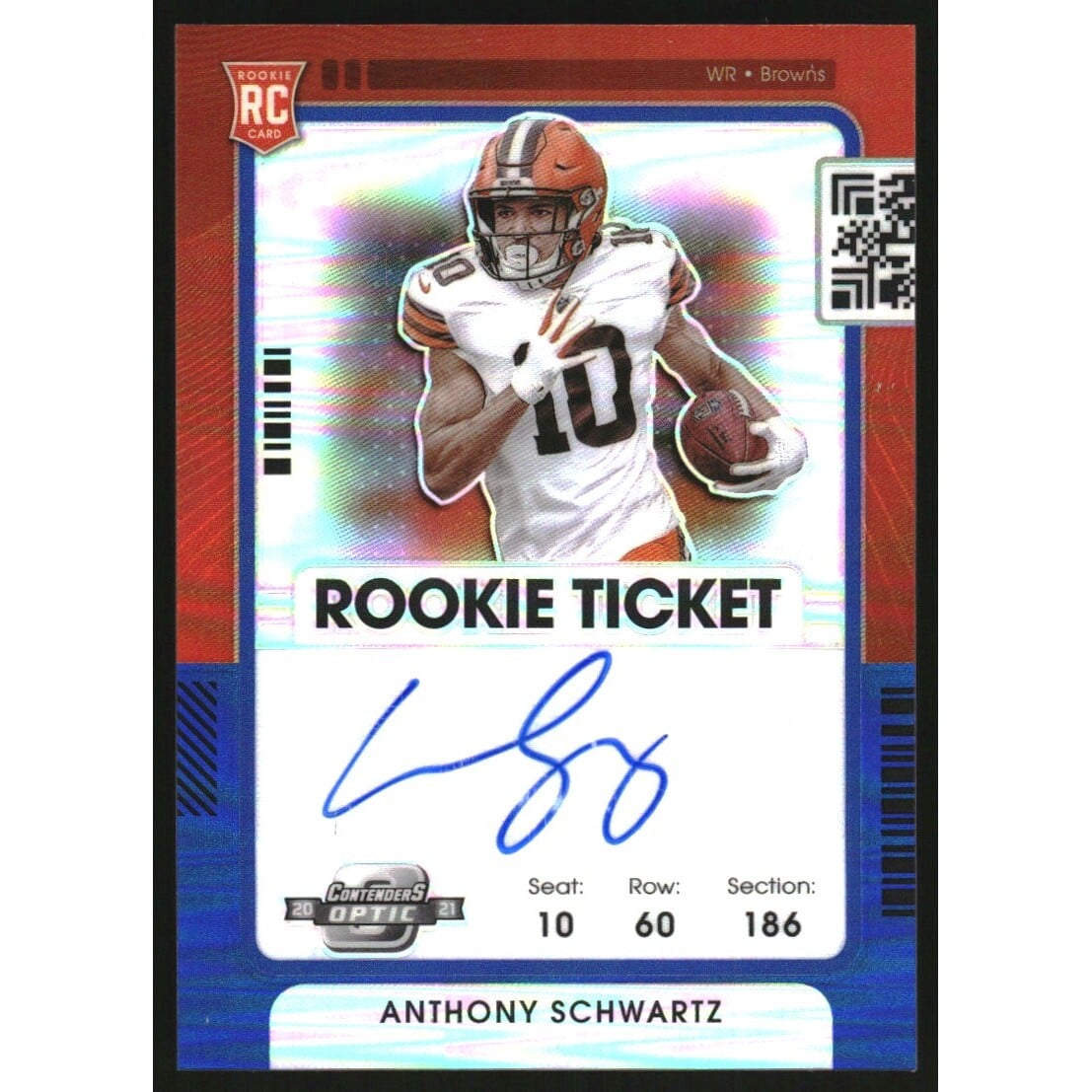 2021 Panini Contenders Optic Blue #128 Anthony Schwartz AU/50. rookie card picture