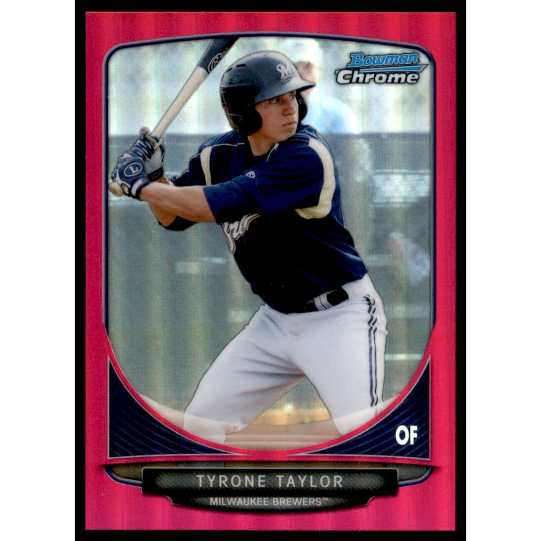 2013 Bowman Chrome Prospects Magenta Refractors #BCP158 Tyrone Taylor. rookie card picture