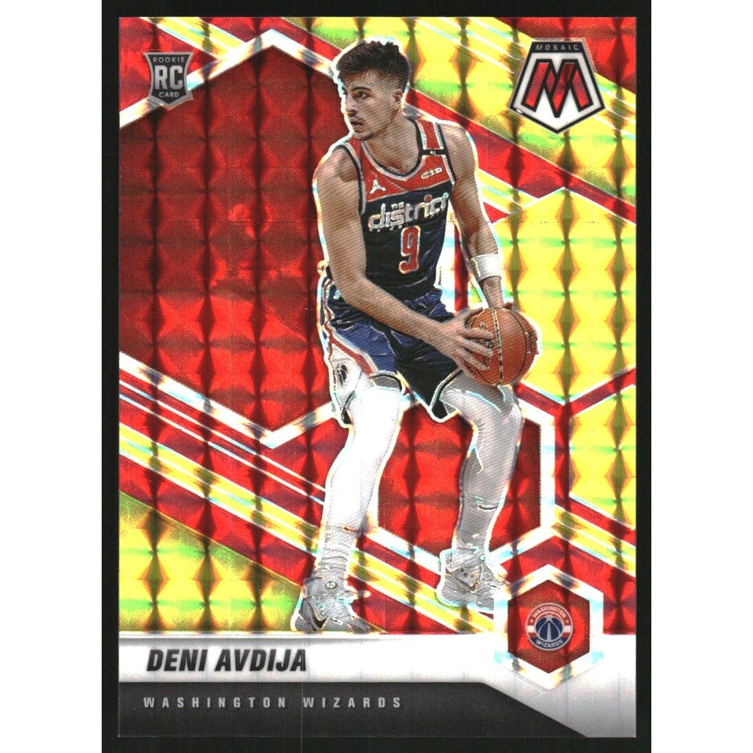 2020-21 Panini Mosaic Mosaic Choice Fusion Red and Yellow #217 Deni Avdija. rookie card picture