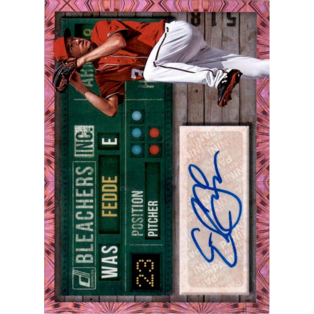 2019 Donruss Bleachers Inc. Autographs Pink Firework #12 Erick Fedde. rookie card picture