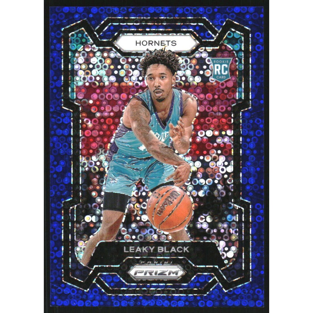 2023-24 Panini Prizm Prizms Fast Break Blue #284 Leaky Black. rookie card picture