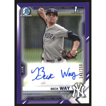 2021 Bowman Chrome Prospect Autographs Purple Refractors #CPABW Beck Way