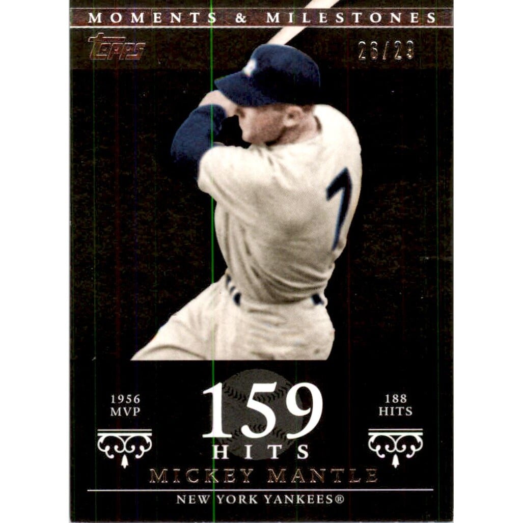 2007 Topps Moments and Milestones Black #165-159 Mickey Mantle/Hits 159. rookie card picture