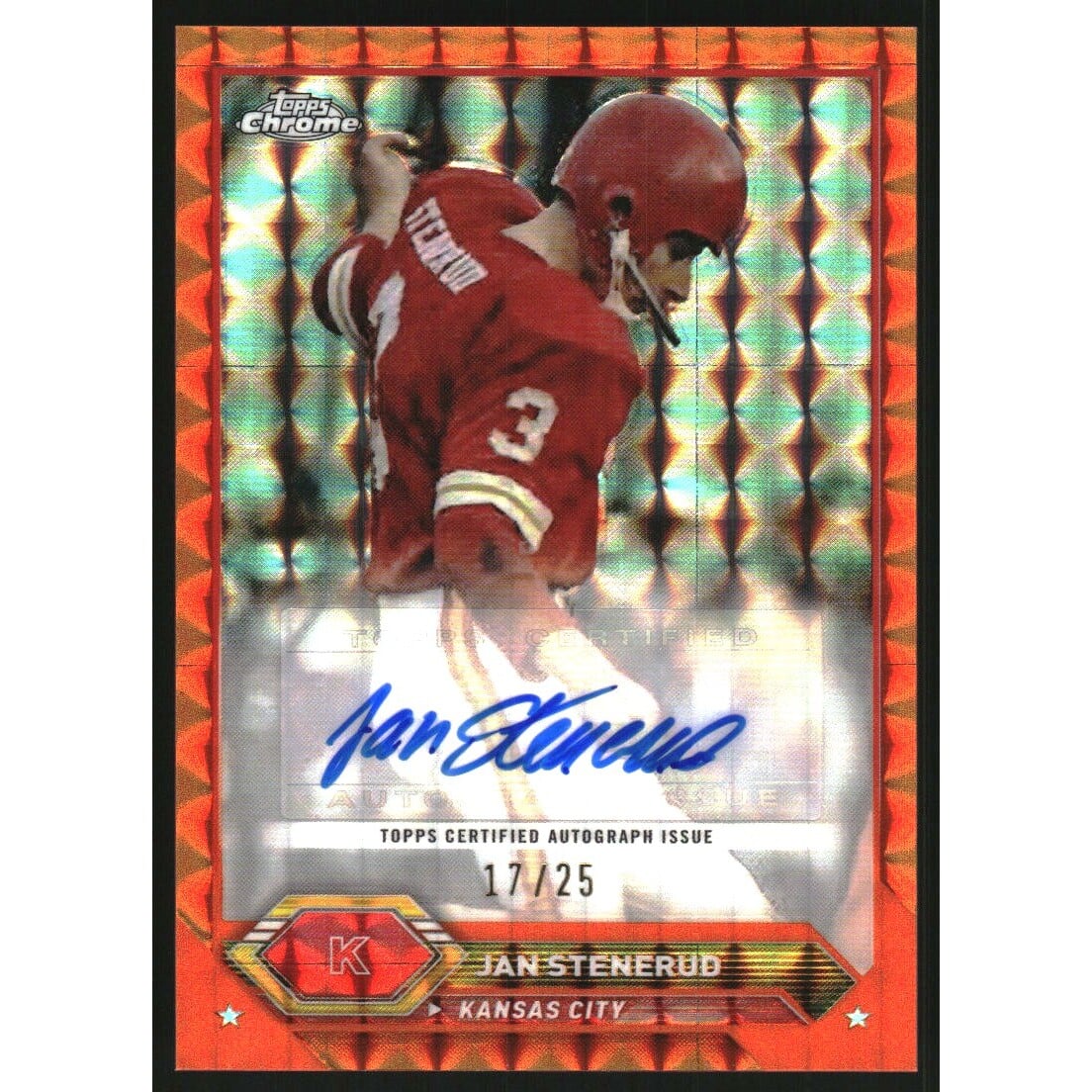 2023 Topps Composite Chrome Autographs Orange Geometric Refractors #TCAJS Jan Stenerud. rookie card picture