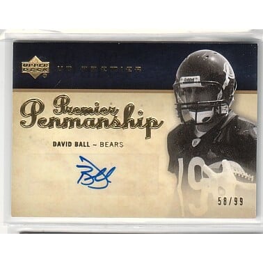 2007 Upper Deck Premier Penmanship Autographs Gold #PPBA David Ball/99. rookie card picture